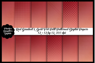 Red Gradient and Gold Foil Digital Papers