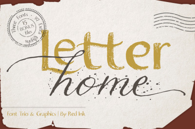 Letter Home. Font Trio + Graphics.