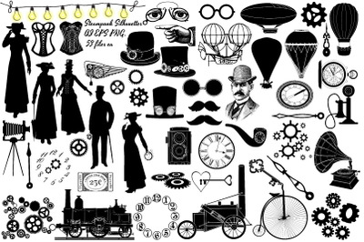 Steampunk Silhouettes AI EPS PNG