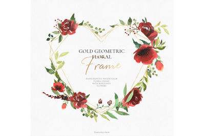 Gold geometric floral frame / floral heart