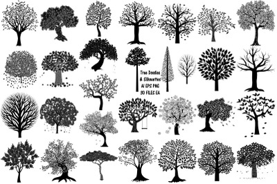Tree Silhouettes AI EPS PNG
