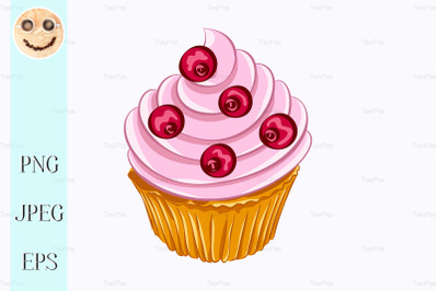 Vanilla cupcake with red berry whipped cream&nbsp;