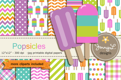 Popsicle Digital Paper and Clipart