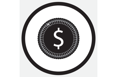 Coin black white monochrome icon