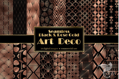 Black and Rose Gold Art Deco Digital Paper