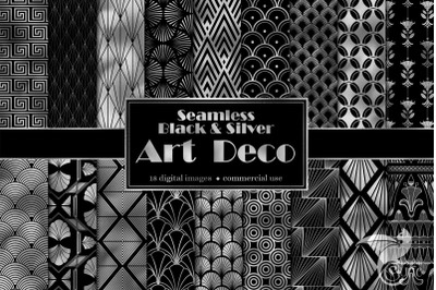 Black and Silver Art Deco Digital Paper