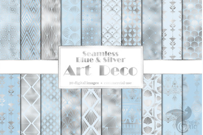 Blue and Silver Art Deco Digital Paper