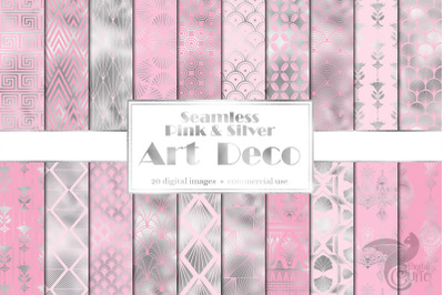 Pink and Silver Art Deco Digital Paper