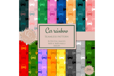 Rainbow car pattern digital papers