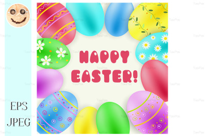 Happy Easter background with painted eggs&nbsp;
