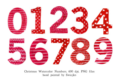 Christmas Watercolor Numbers