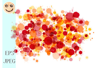 Red, orange, yellow watercolor drops background