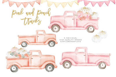 Autumn Truck&2C; pink Pumpkin Harvest Truck&2C; Peach Harvest Truck