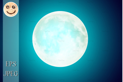 Full moon over blue night sky background 2