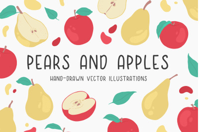 Pears and apples illustrations