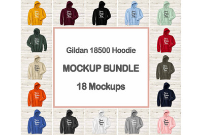 Hoodie Mockup Bundle, Gildan 18500 Hooded Sweatshirt Mock Up Flat Lay