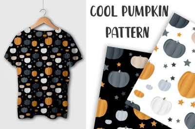 Funny pumpkins pattern and postcards