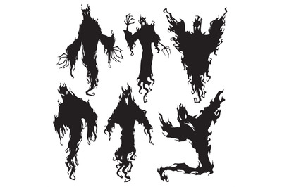 Evil spirit silhouette. Halloween dark night devil, nightmare demon or