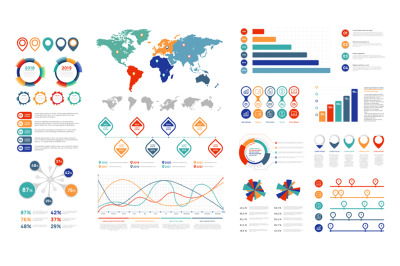 Flat infographic elements. Presentation chart element, percent graph b