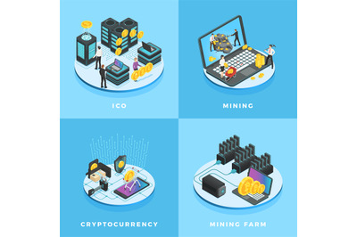 Cryptocurrency illustration. Electronic money, currency mining, ICO an