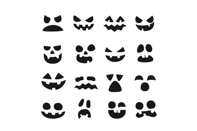 Pumpkin faces. Halloween evil devil face. Scary smile mouth, spooky no