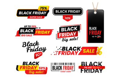 Black friday labels. Sale sticker for thanksgiving fridays sales, shop