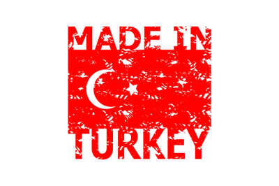 Made in turkey rubber stamp. Texture Turkish flag