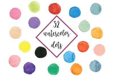 Watercolor Dots Clipart, Handpainted Watercolor Dots