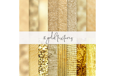 16 Gold Digital Paper, Gold Foil Textures