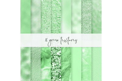 16 Green Patterns, Green Foil Paper, Green Emerald Background