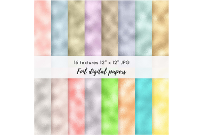 16 Foil Papers, Luxury Foil Texture Papers in 12inch, Foil Background