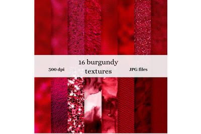 16 Burgundy Textures, Burgundy Foil Papers