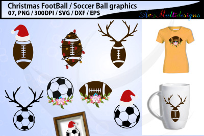 Christmas football svg / Christmas soccerball svg
