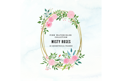 20 Watercolor Floral Geometric Frames