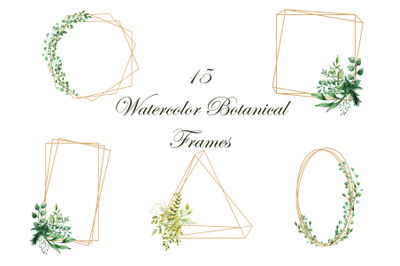 Botanical Watercolor Frames Clipart