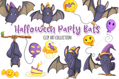 Halloween Party Bats Clip Art Collection