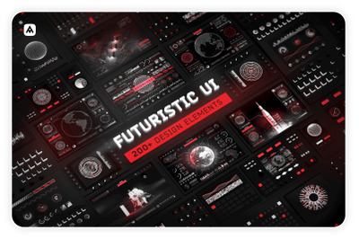 Futuristic UI Kit  200 design elements