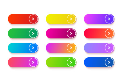 Gradient empty button. Colored vector rectangle web elements set. Long