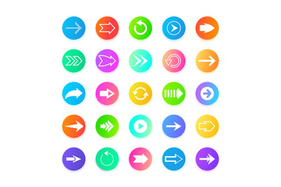 Color arrow web button icons. Back, out, from, to, and next navigation