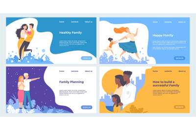 Family landing page. Healthcare and insurance web page business templa