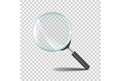 Magnifying glass. Realistic zoom lens icon with transparent glass, res