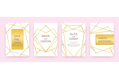 Luxury wedding line posters. Golden fashion borders design&2C; modern inv