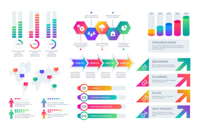 Chart elements. Business presentation graph layout, corporate report t