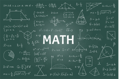 Doodle math blackboard. Mathematical theory formulas and equations, ha