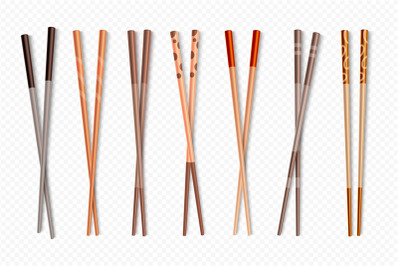 Food chopsticks. Asian bamboo sushi sticks for Chinese and Japanese fo