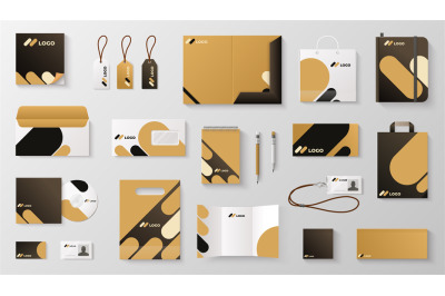 Set of corporate identity branding mockup. Realistic office stationery