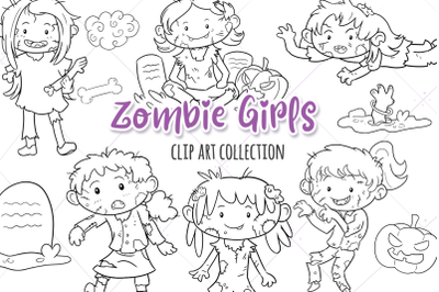 Zombie Girls Digital Stamps