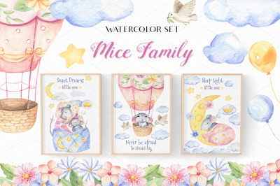 Mice Family - Watercolor Set