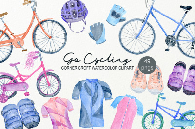 Watercolor Cycling Sport Clipart