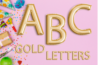 Gold Foil Balloon Letters Clipart